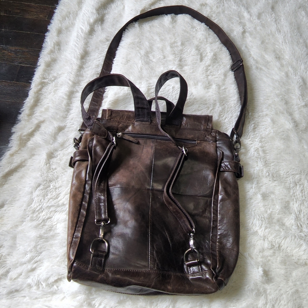 Ameri Leather Dark Brown Genuine Leather Backpack… - image 3